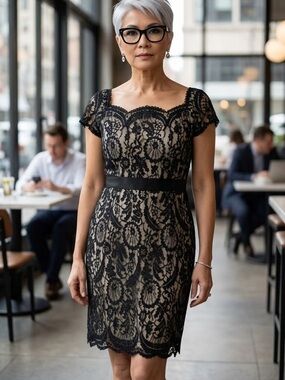 ECAILLE PARIS BEIGE UNDERLAY DRESS 44